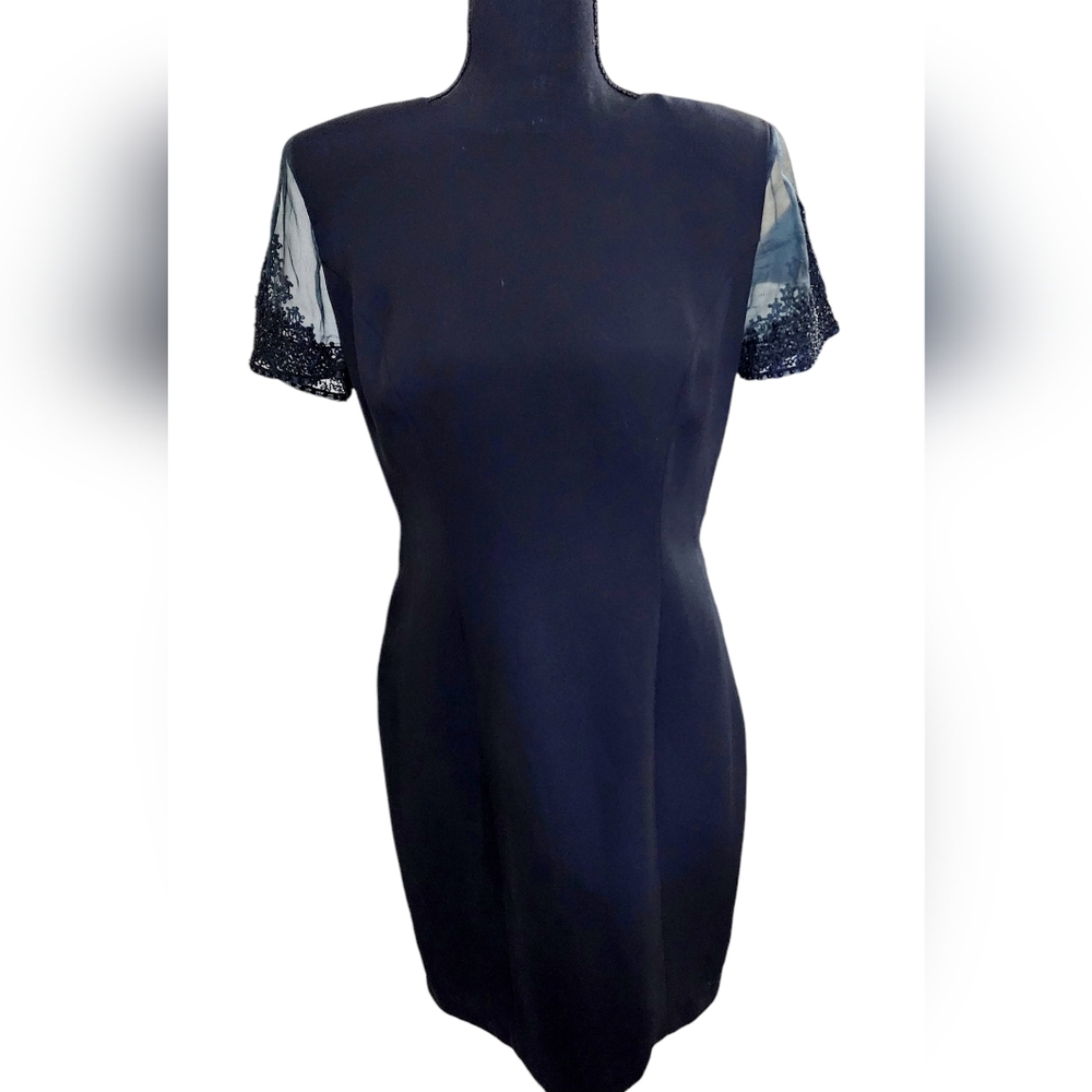 Black Cocktail party dress Donna Morgan vintage 90s beaded lace